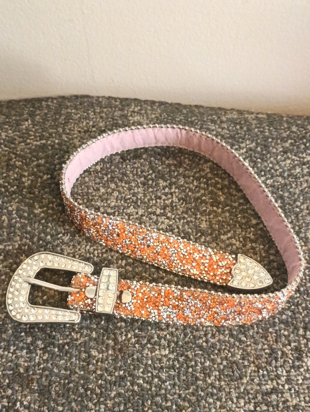 Rhinestone Embellished Orange Little Girls Size 20 Belt